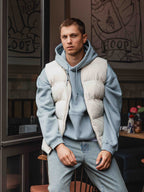 Hellblauer kastenförmiger Hoodie