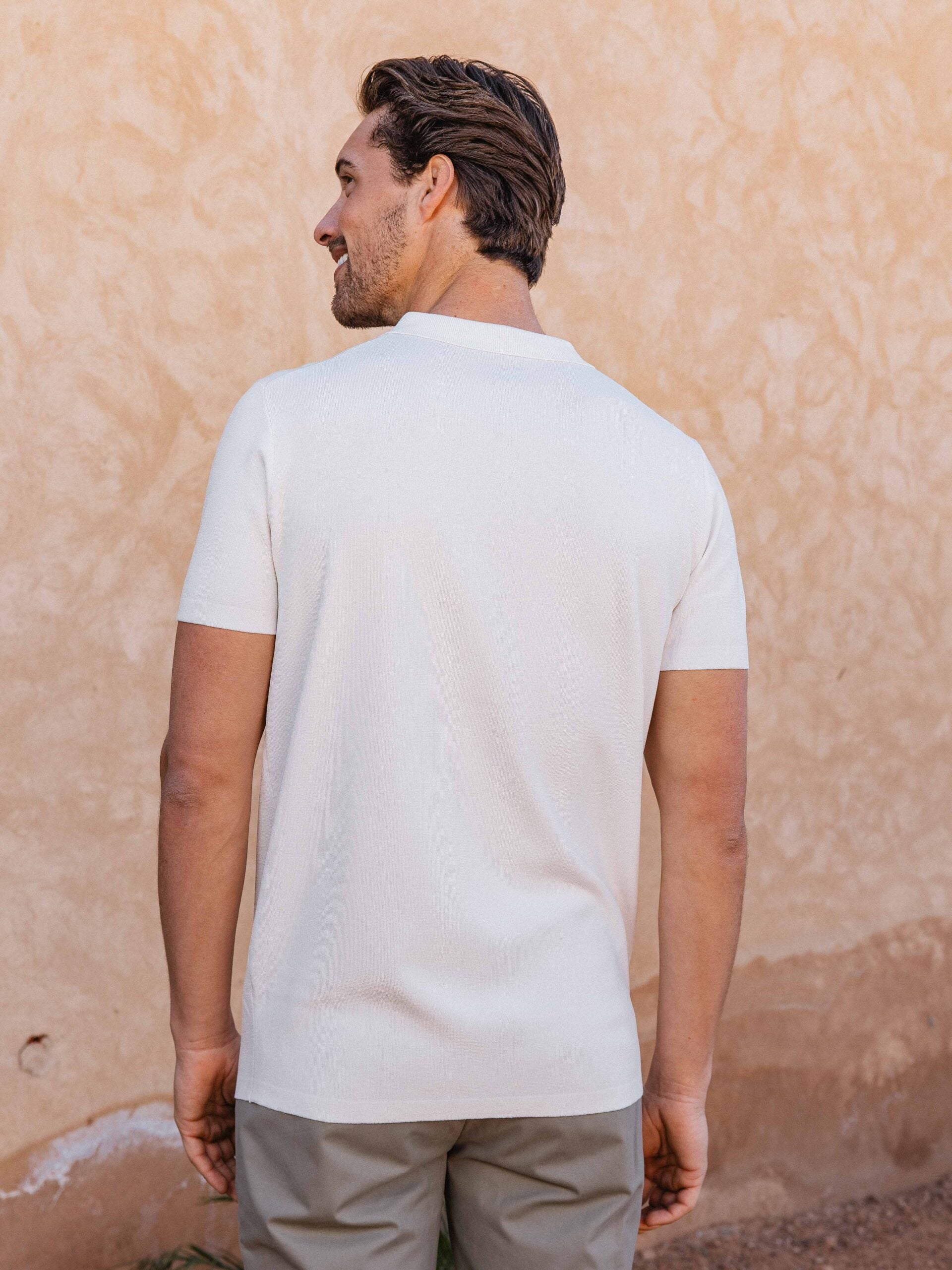 White Knit Polo Zipper