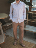 Taupe Stripe Waffle Shirt
