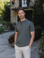 Green Knit Polo Button