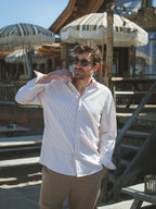 Taupe Stripe Waffle Shirt