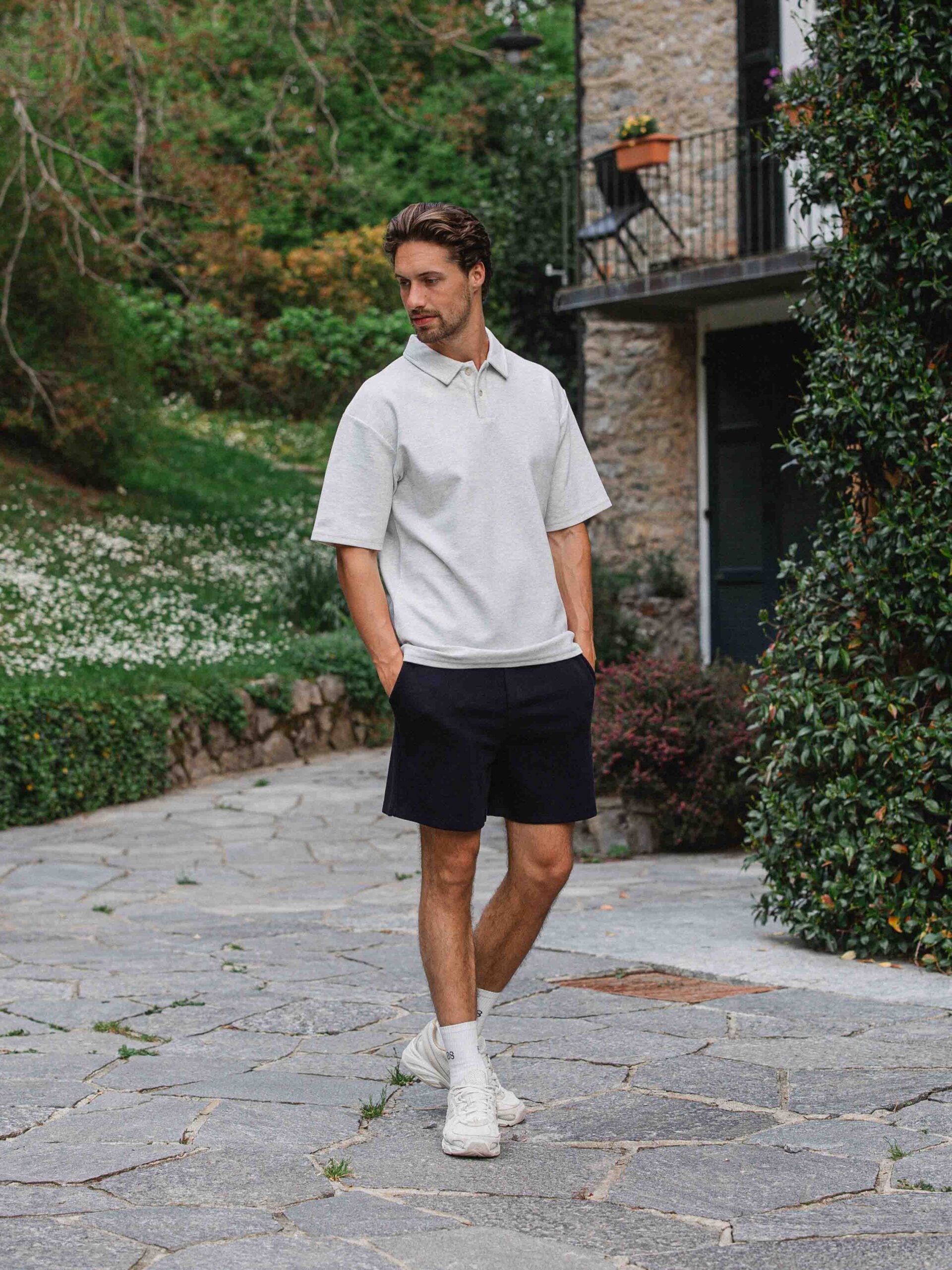 Light Gray Oversized Polo Shirt