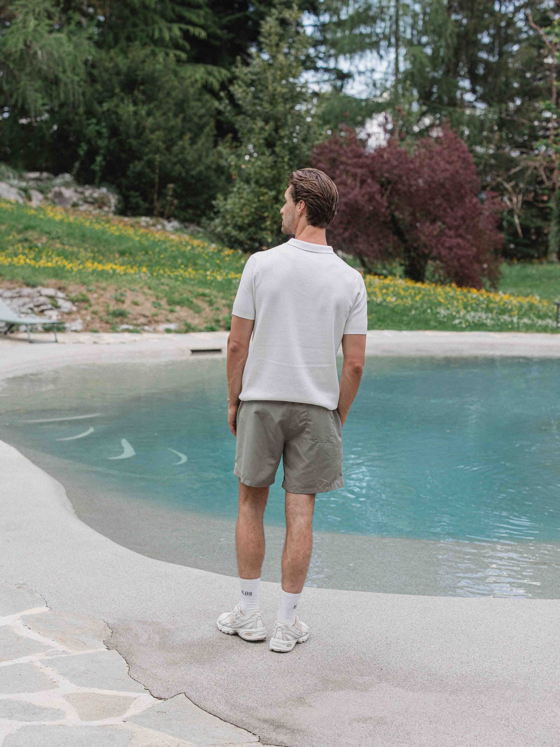 White Knit V-polo