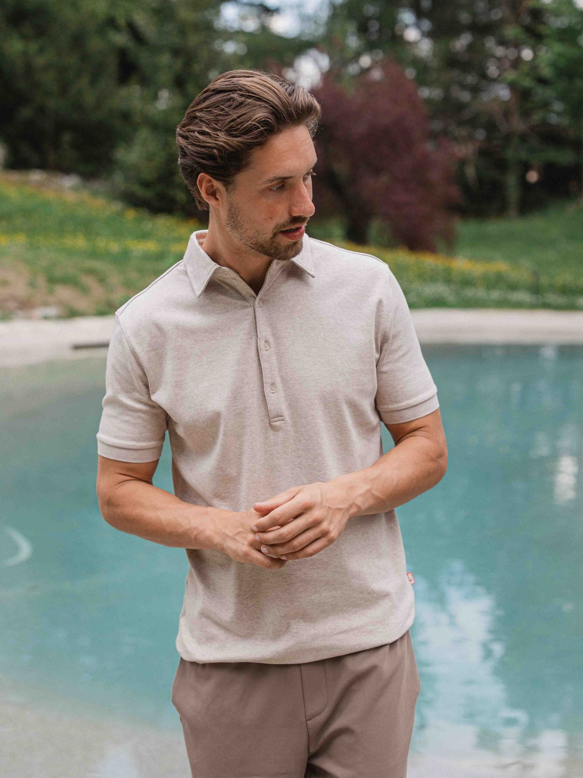 Brown Melange Business Polo