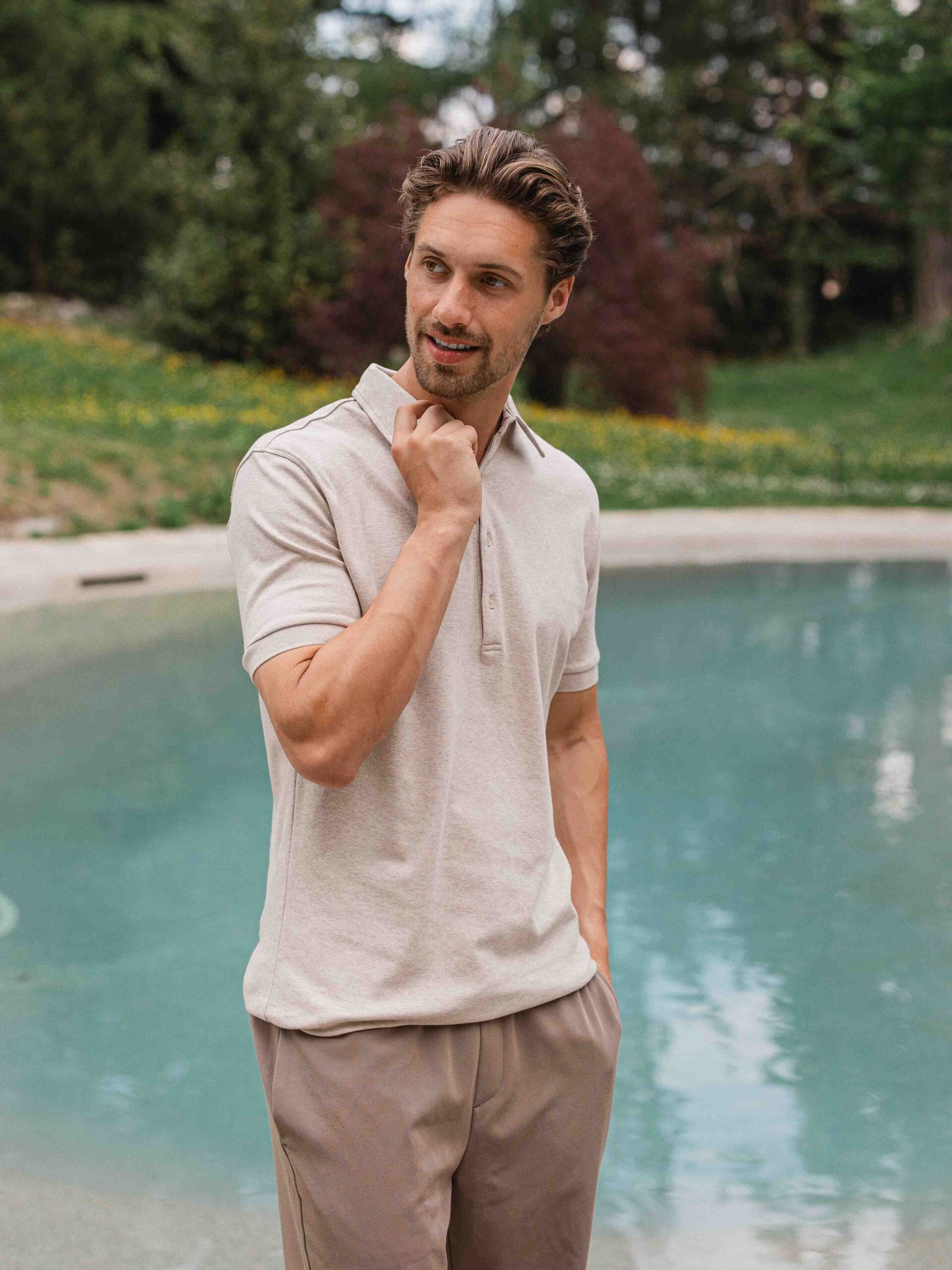 Brown Melange Business Polo