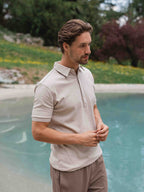 Braunes Melange Business-Polo