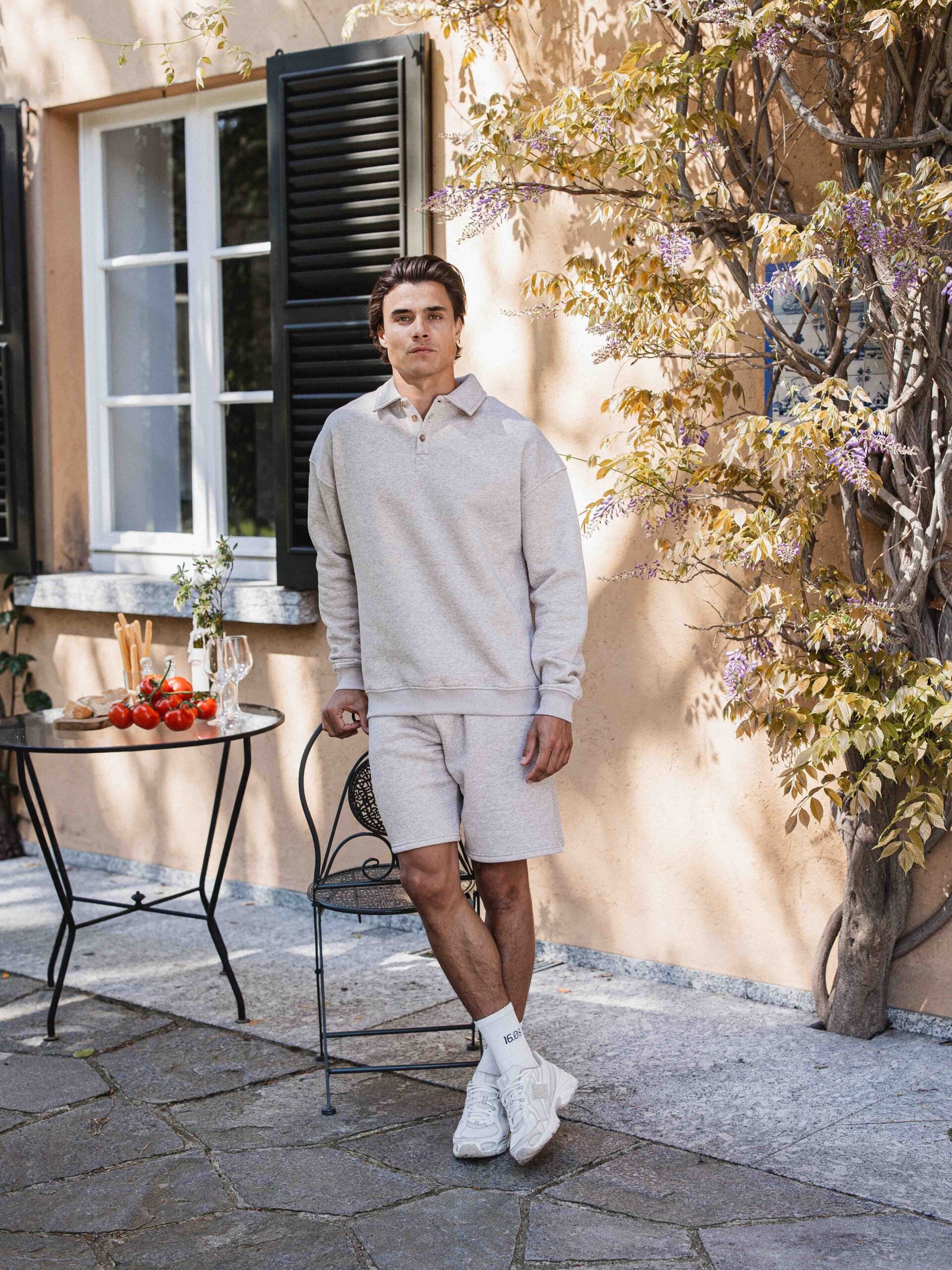Brown Melange Polo Sweater