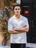 White Knit-Blend Poloshirt