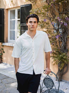 White Knit-Blend Poloshirt