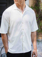 White Knit-Blend Poloshirt