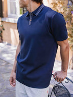 Navy Knit Button Polo