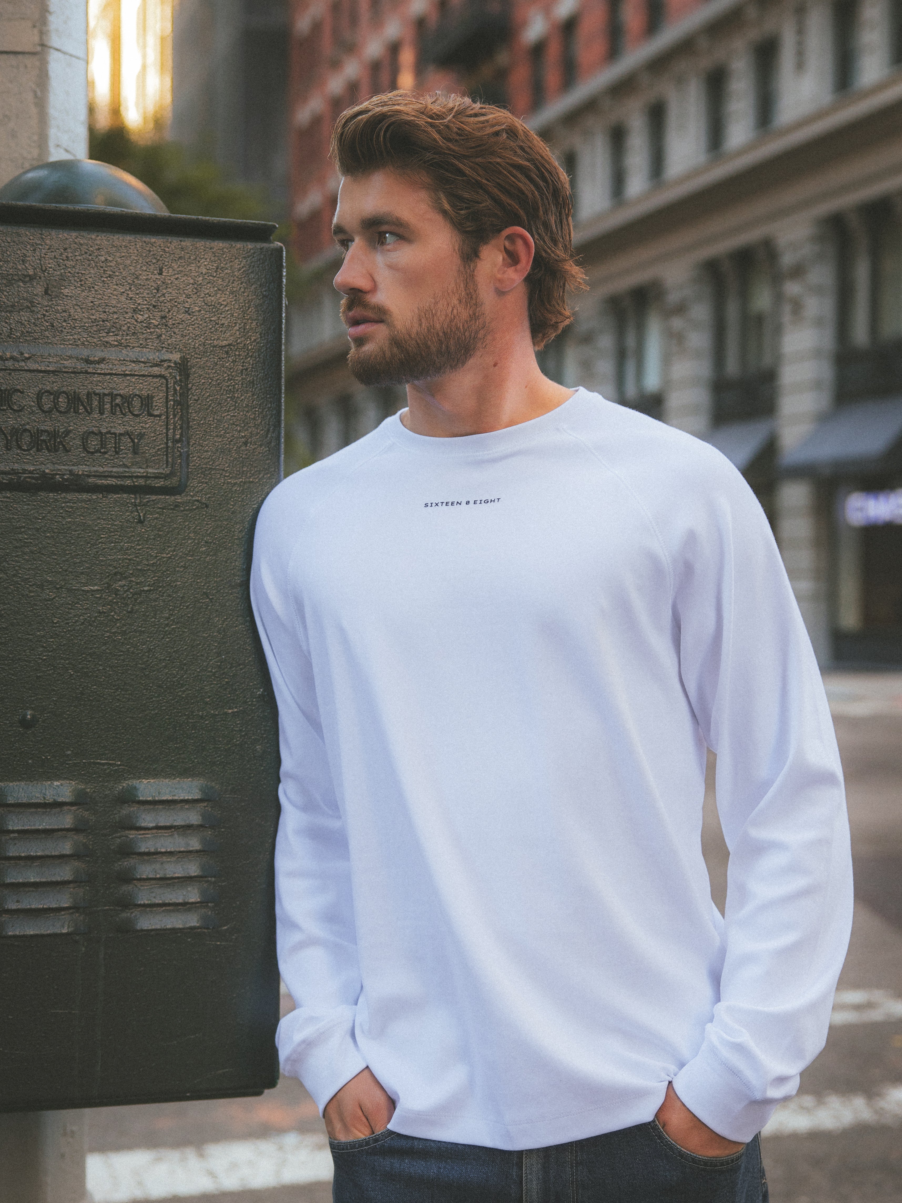 White Basic Oversized Longsleeve T-shirt