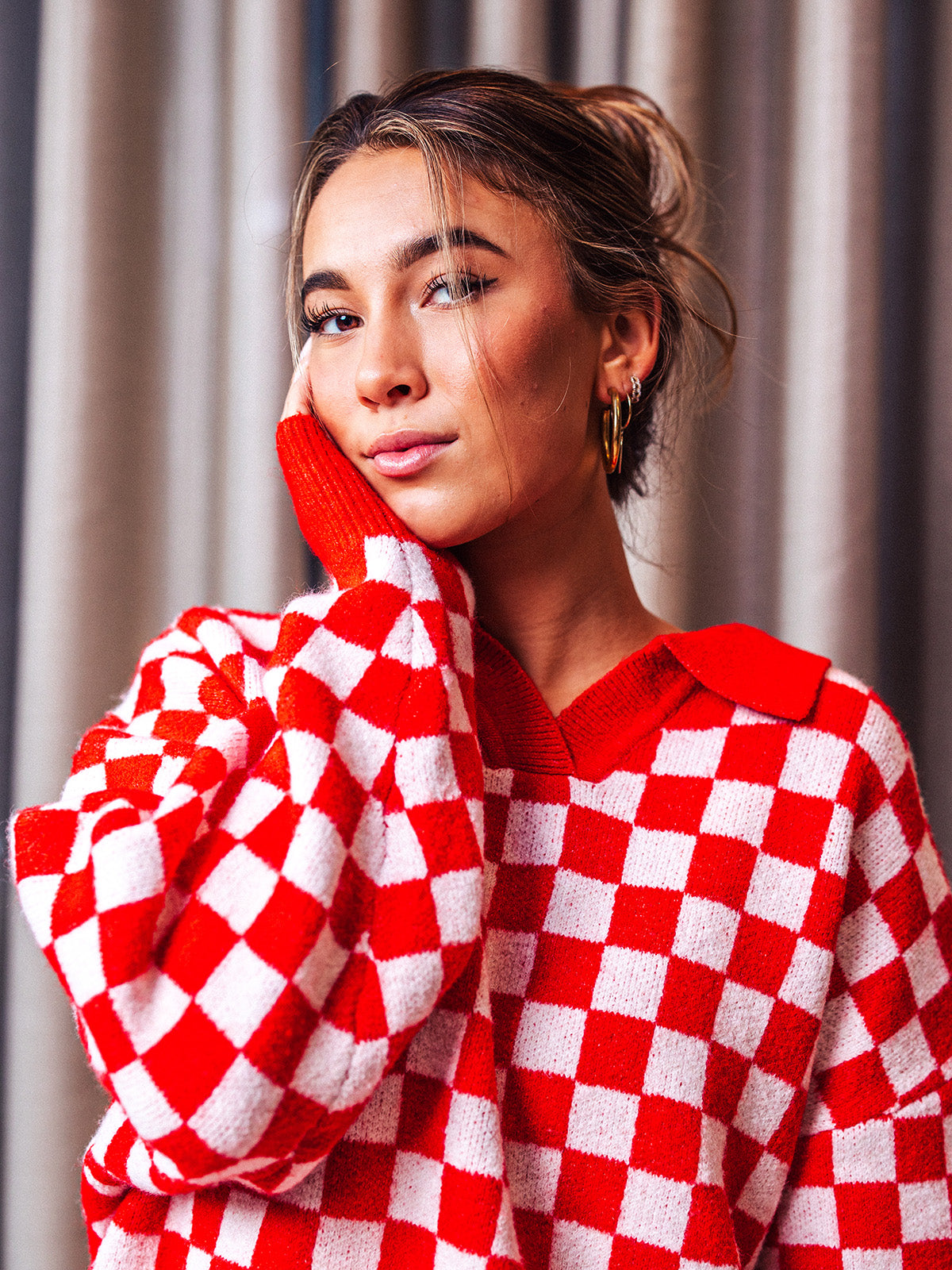 Red/ White Polo Sweater Sample