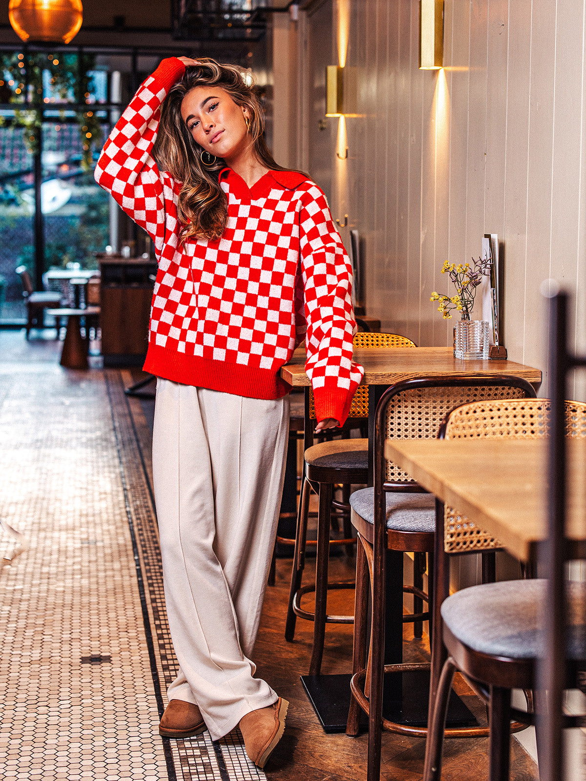 Red/ White Polo Sweater Sample