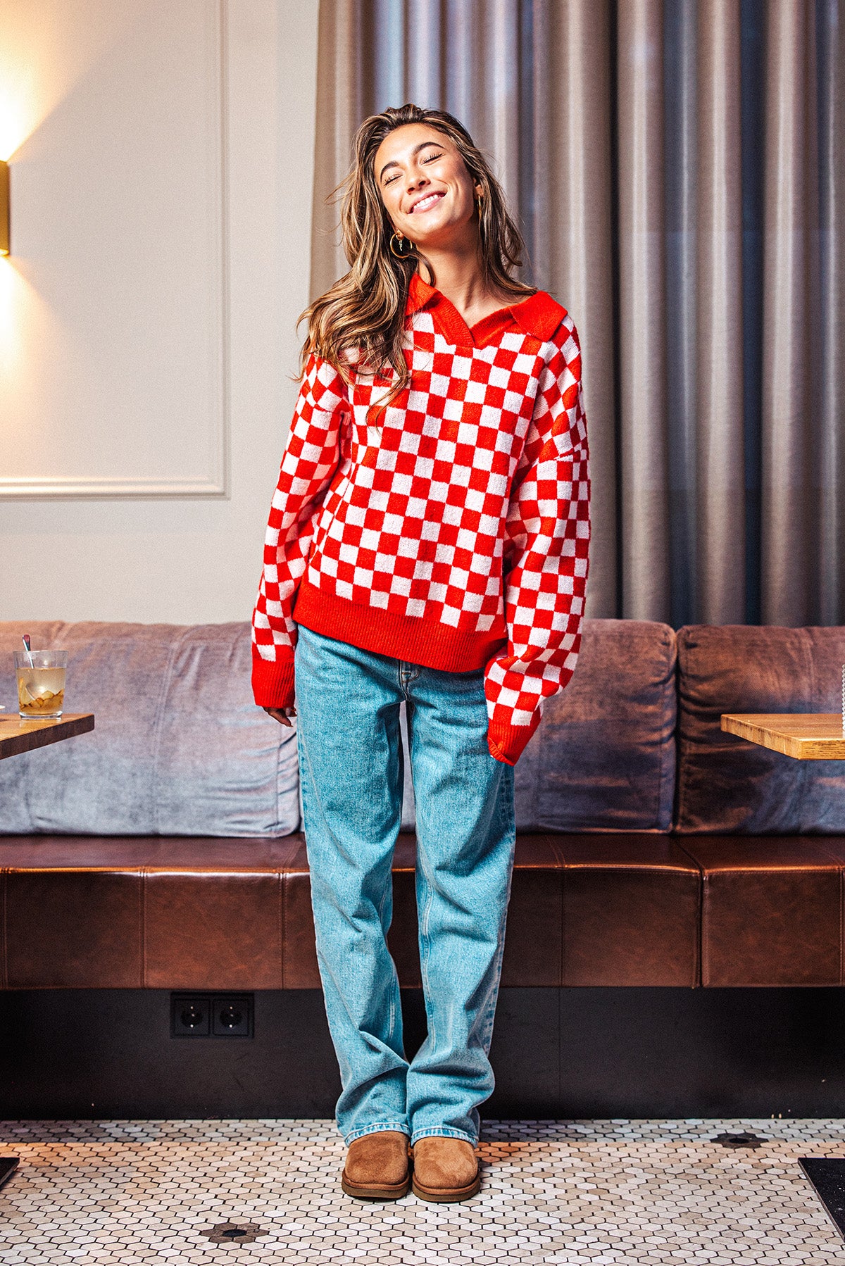 Red/ White Polo Sweater Sample