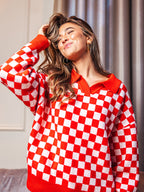 Red/ White Polo Sweater Sample