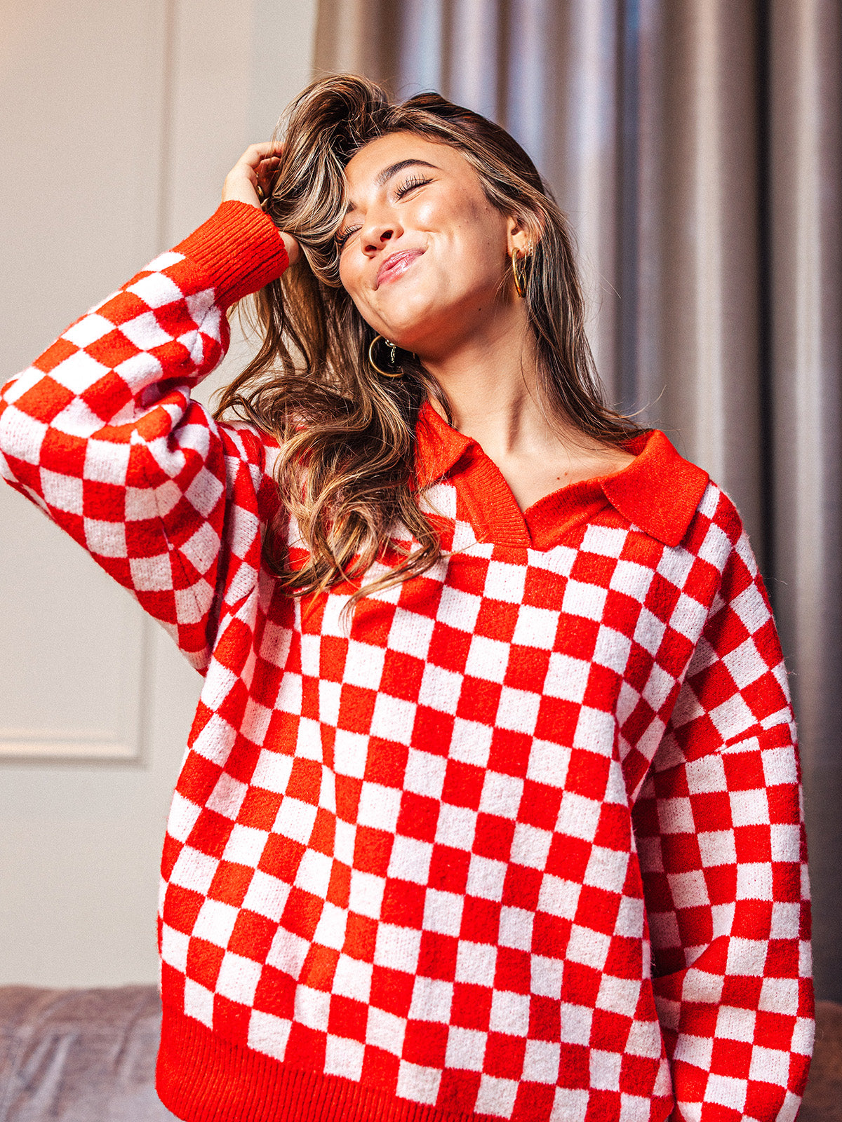 Red/ White Polo Sweater Sample