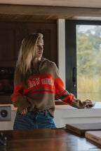 Brown Knitted Zipper Sweater Sample