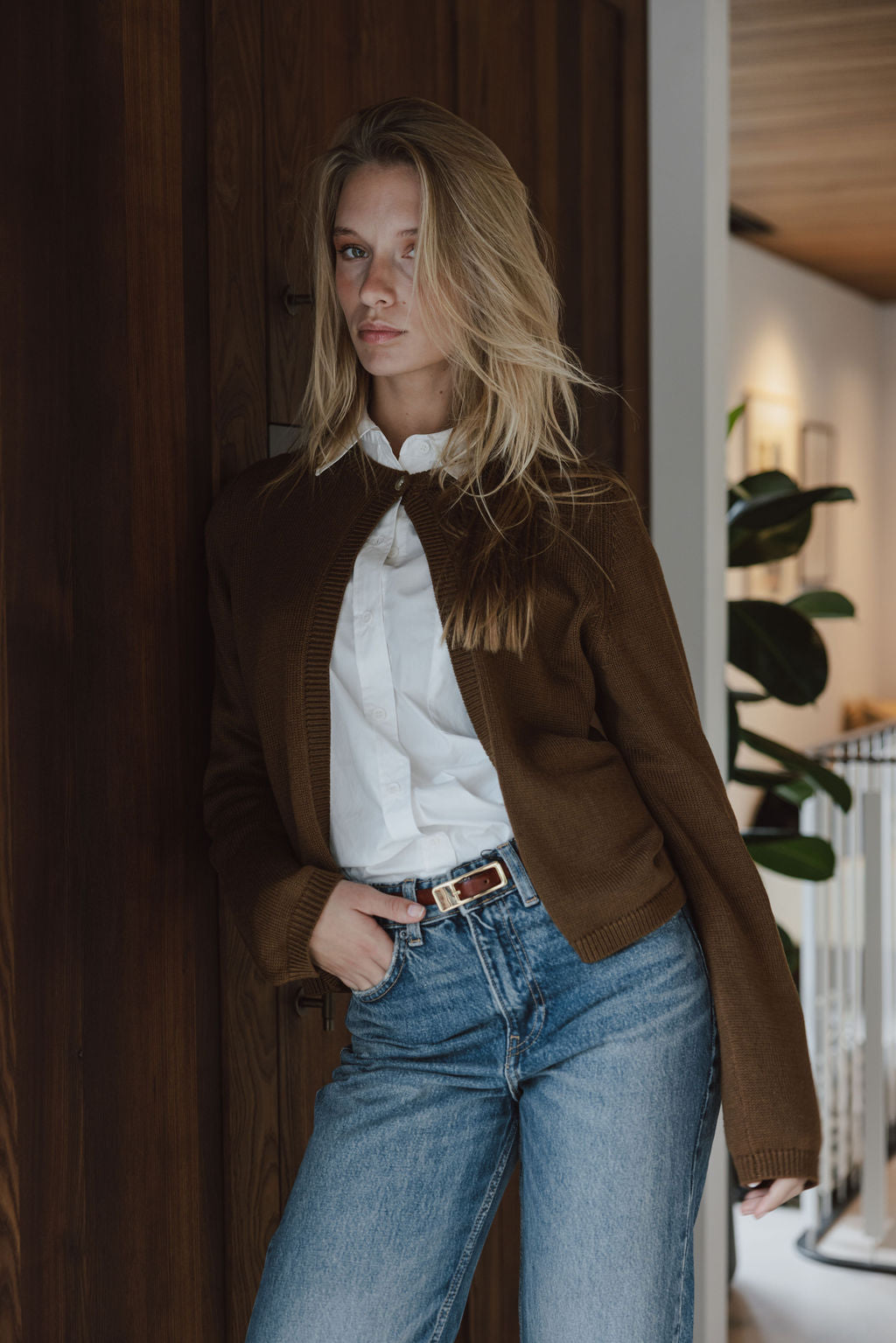 Brown Knit Cardigan Sample