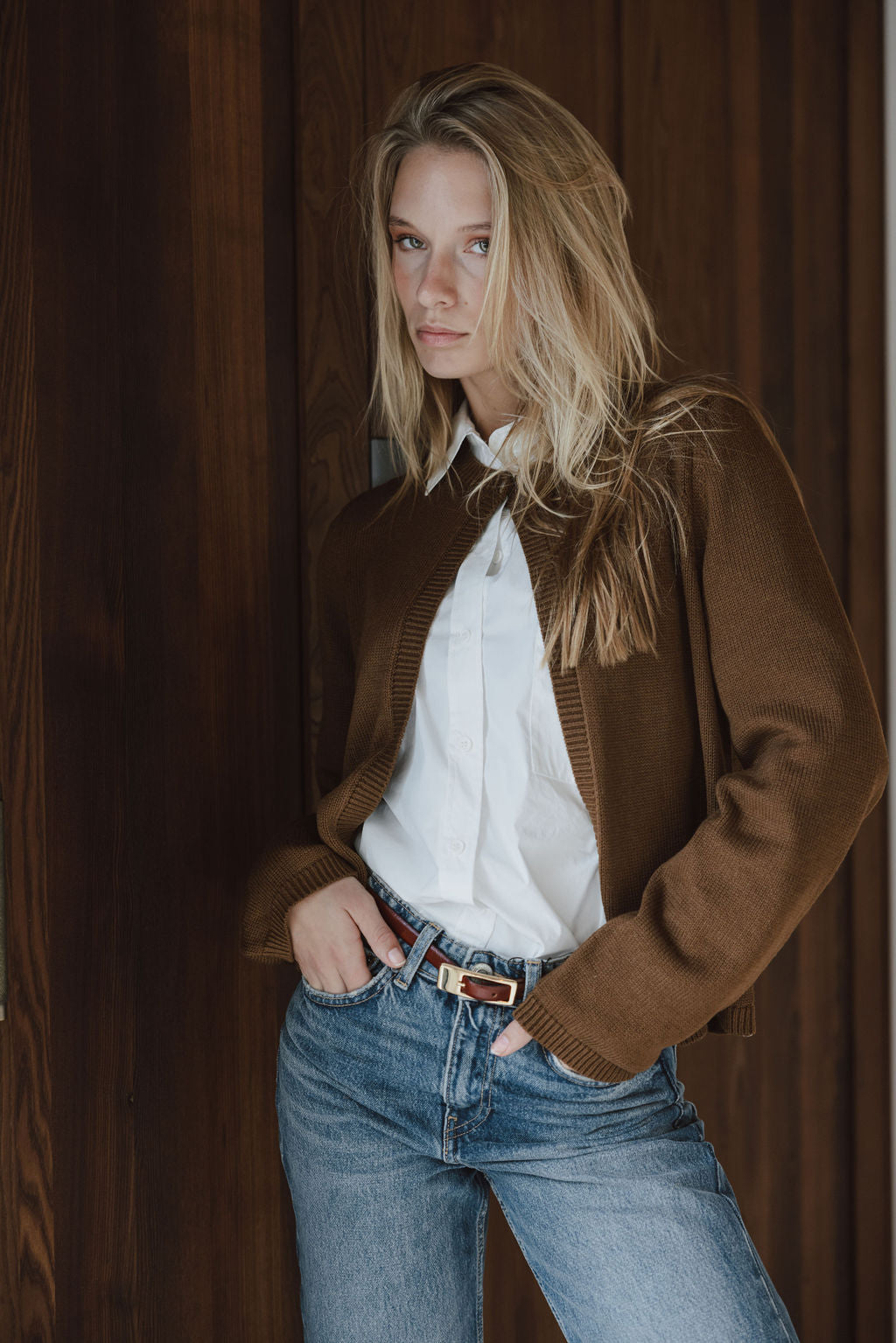 Brown Knit Cardigan Sample