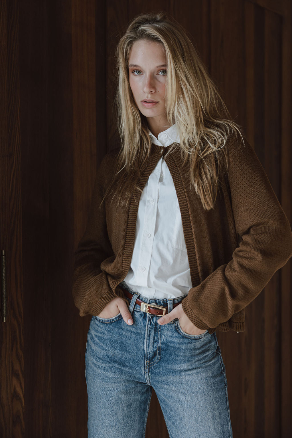 Brown Knit Cardigan Sample