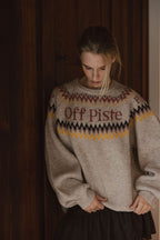 Beige Oversized Ski Knitted Sweater