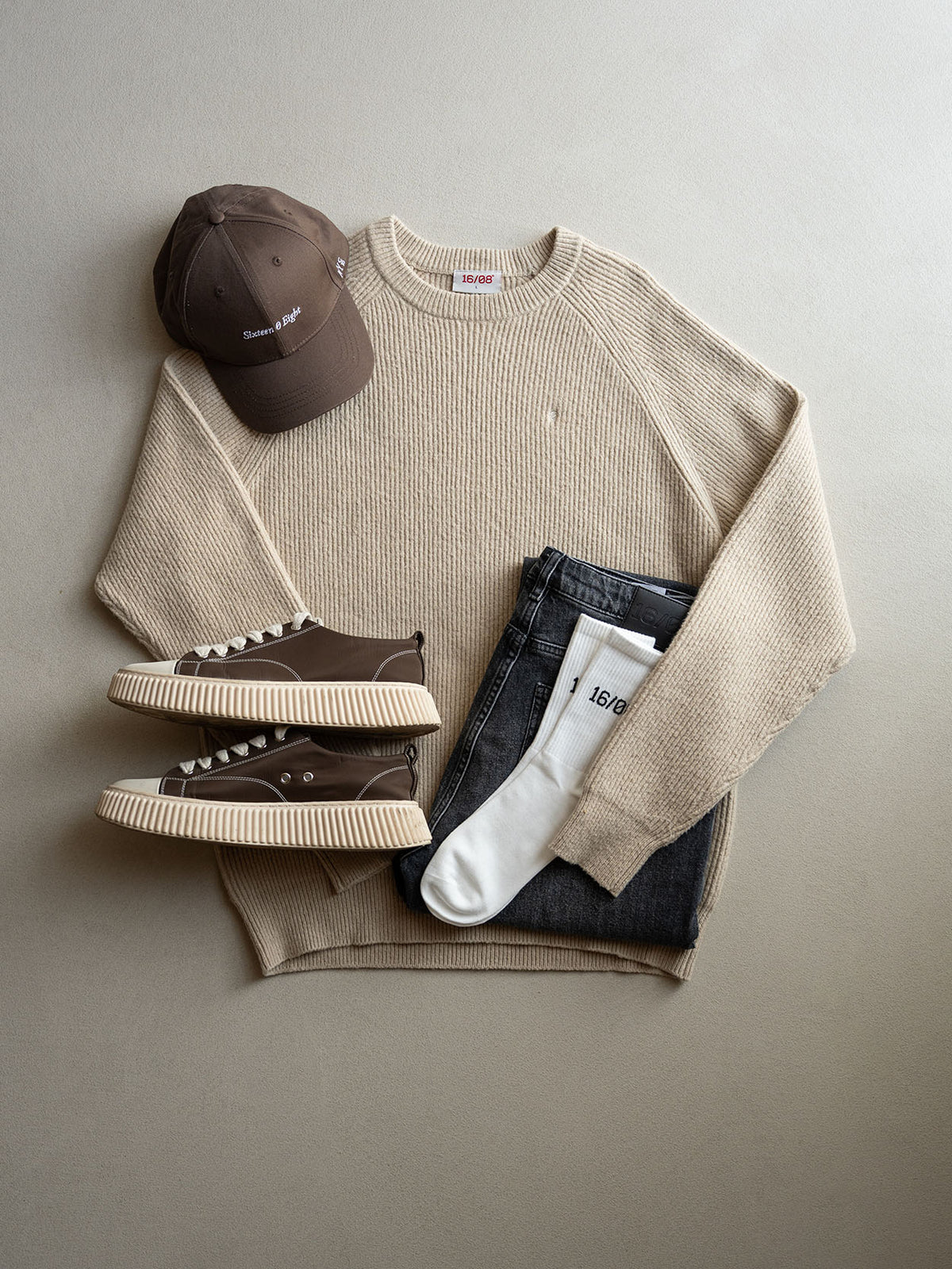 Beige Knitted Sweater Outfit