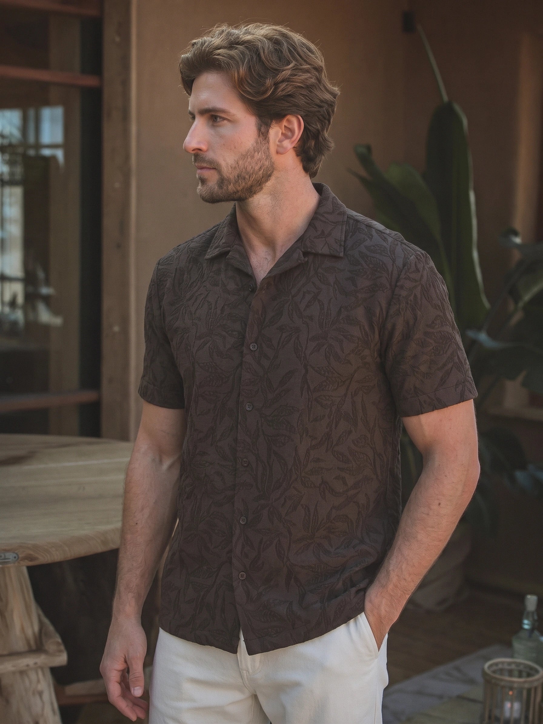 Brown Flower Summer Polo