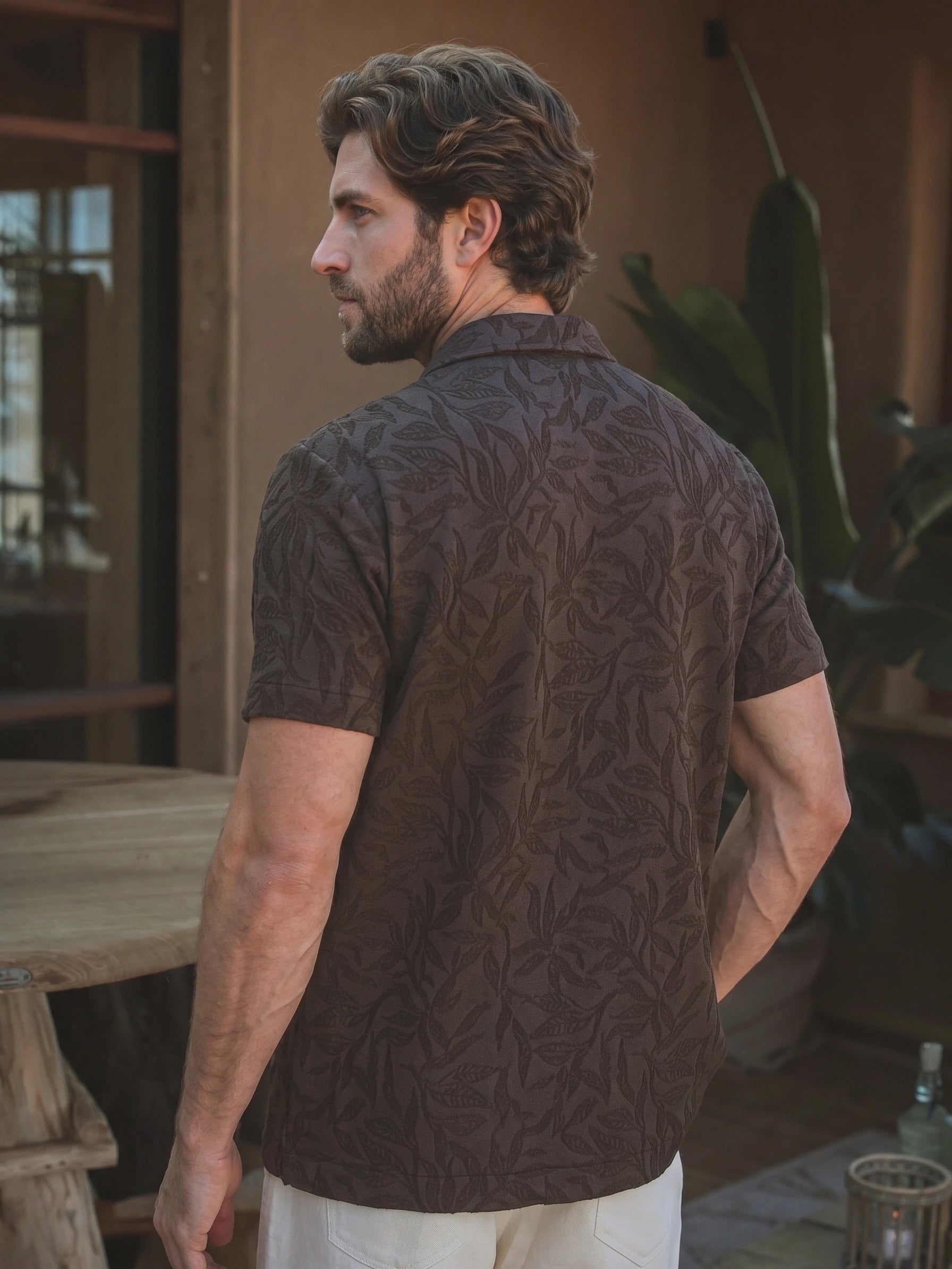 Brown Flower Summer Polo
