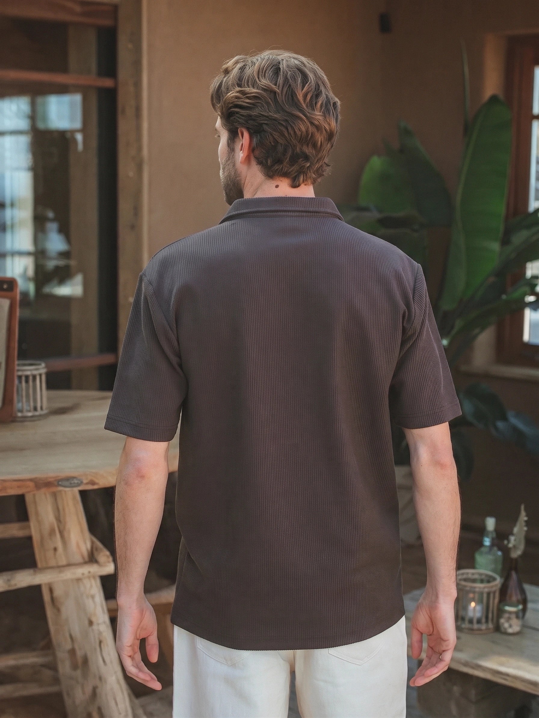 Brown Summer Button Polo