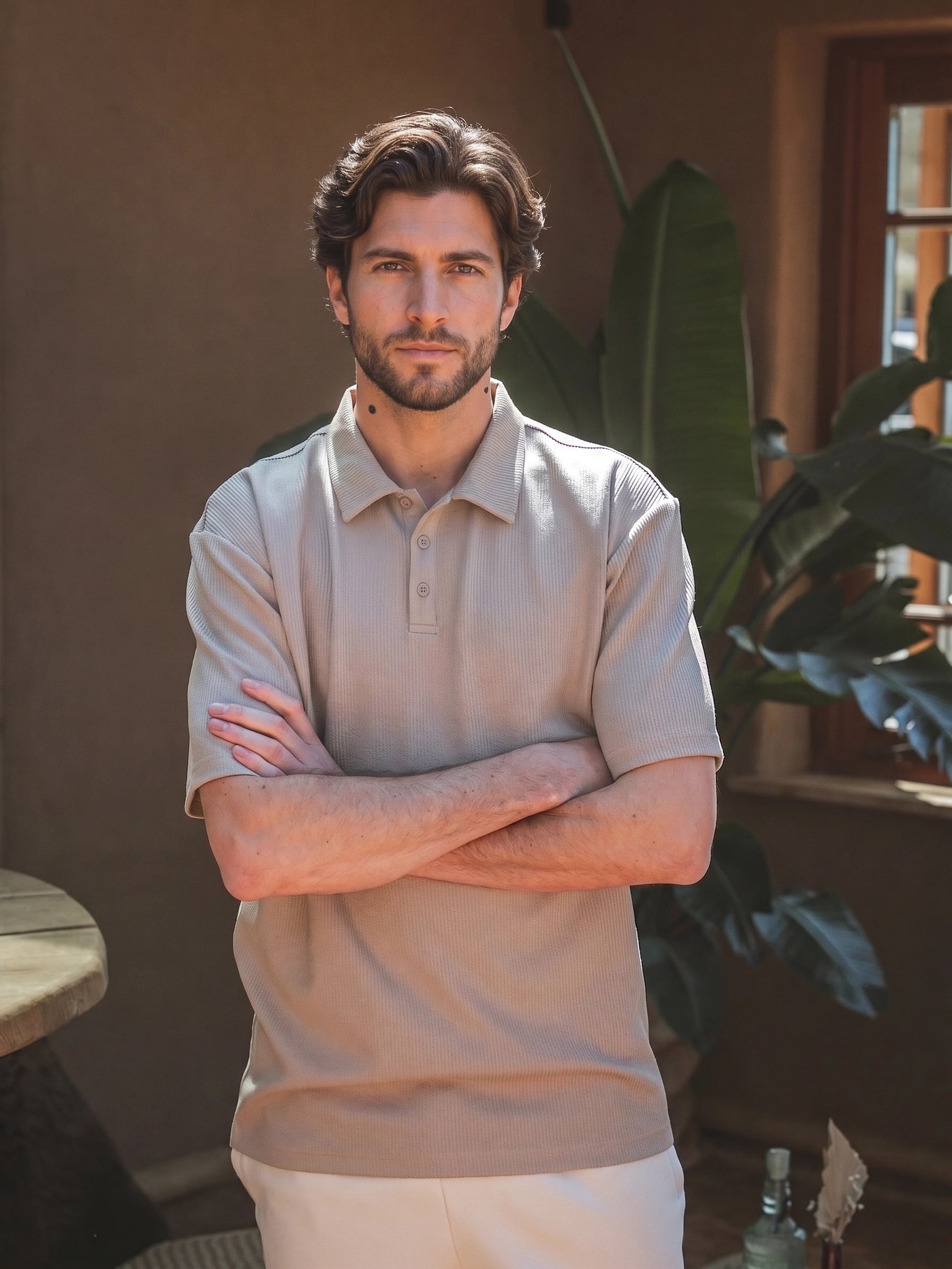 Creme Summer Button Polo