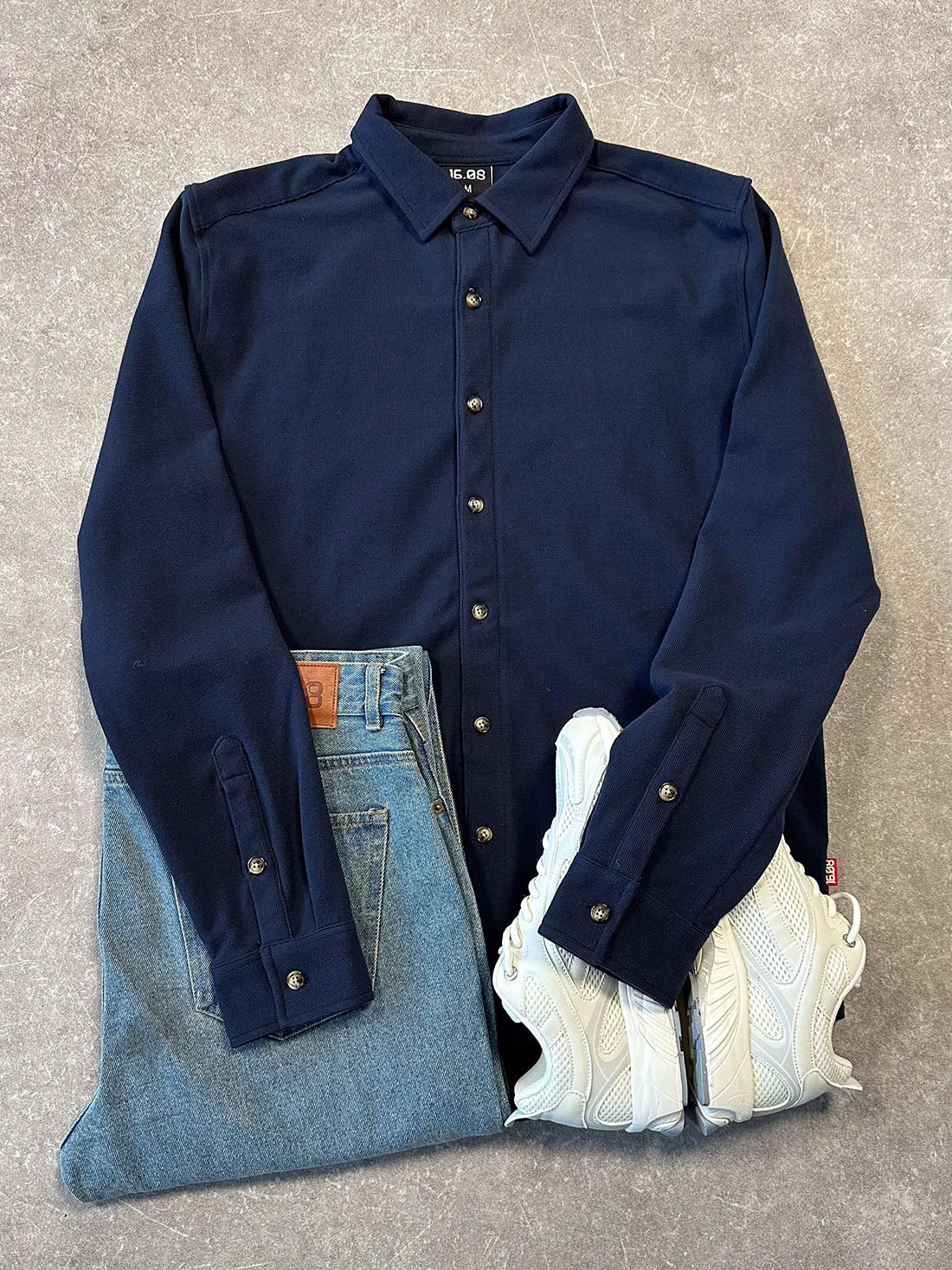 Navy Button Up Outfit