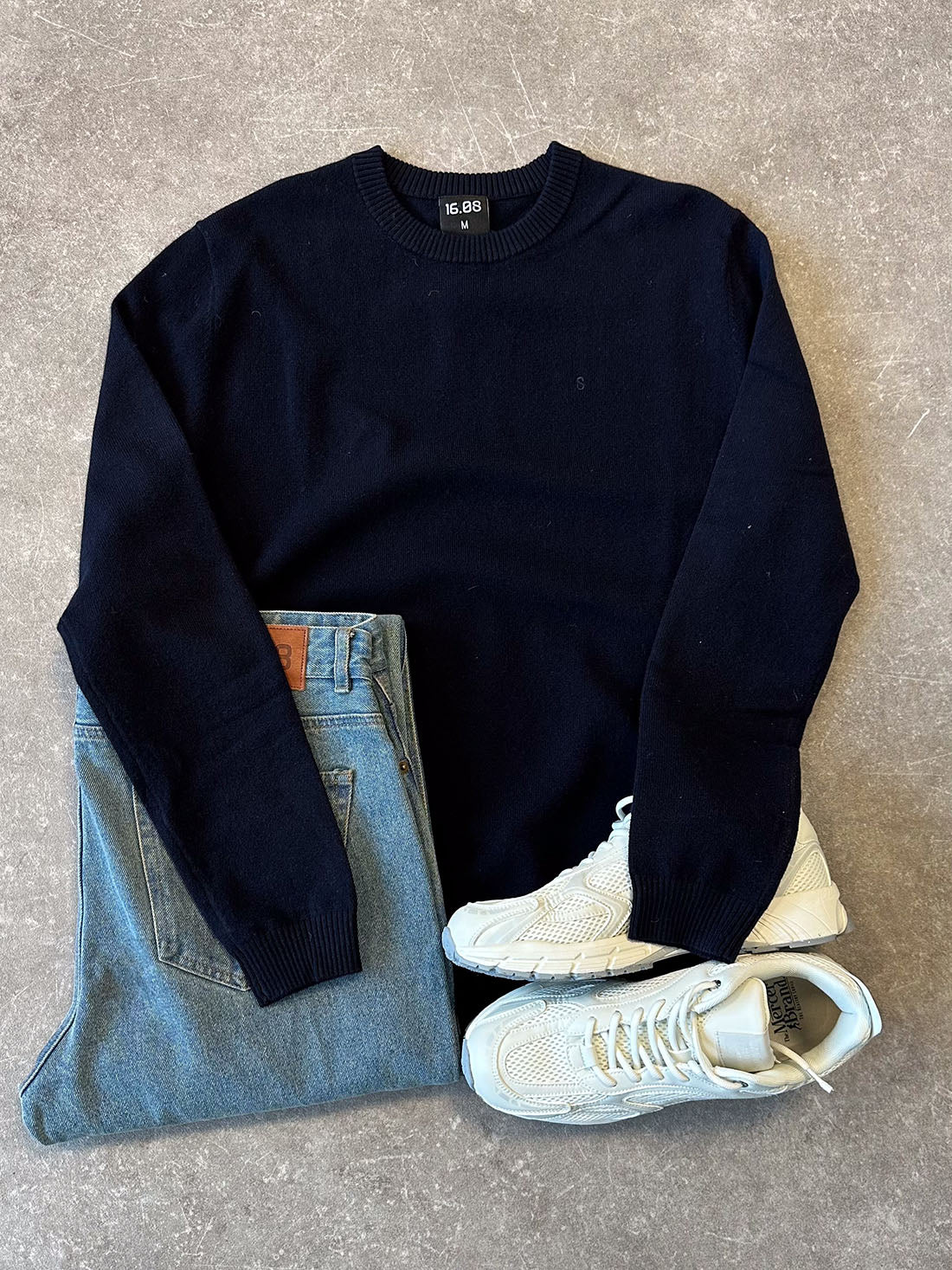 Navy Knit Sweater Outfit
