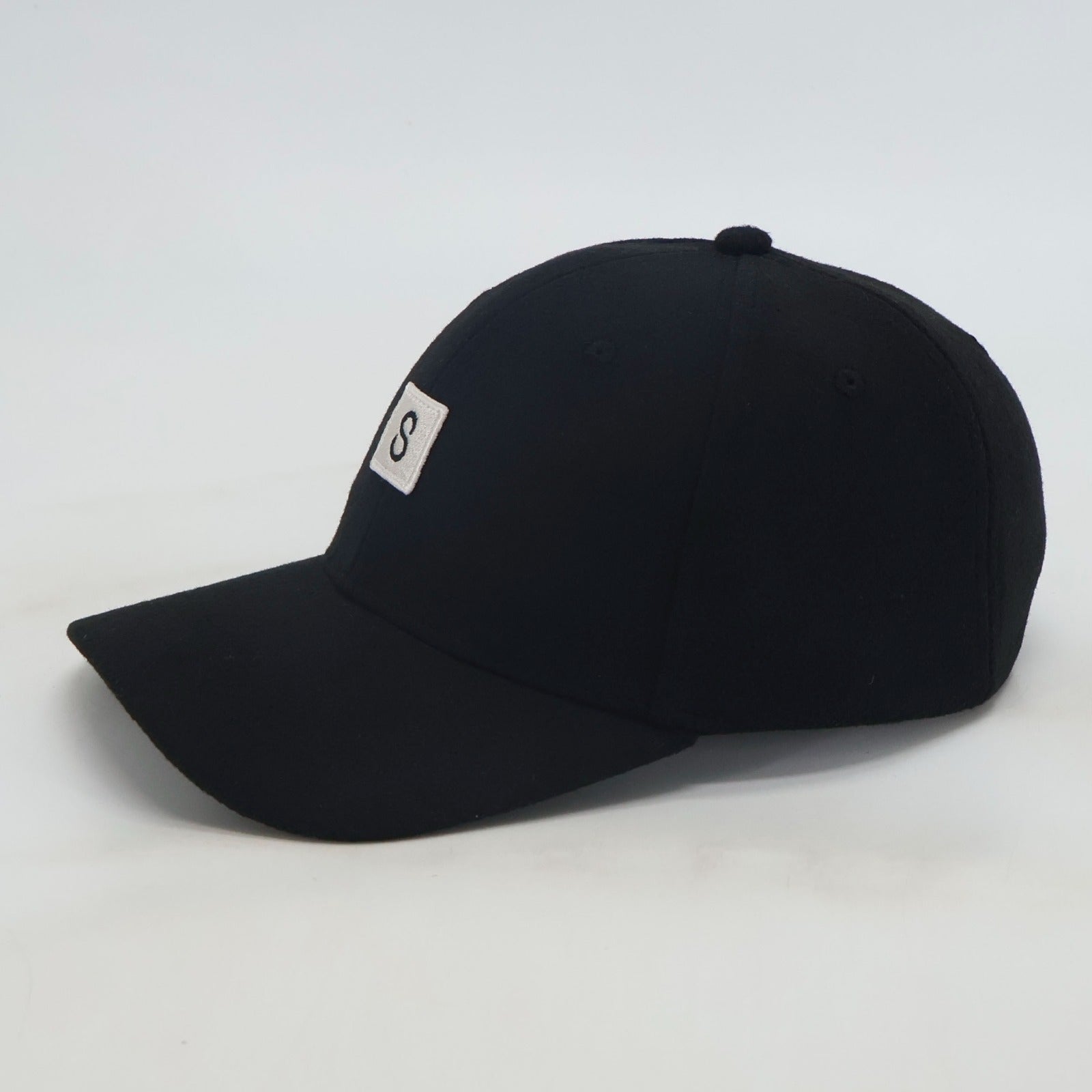 Black Wool Patch Cap