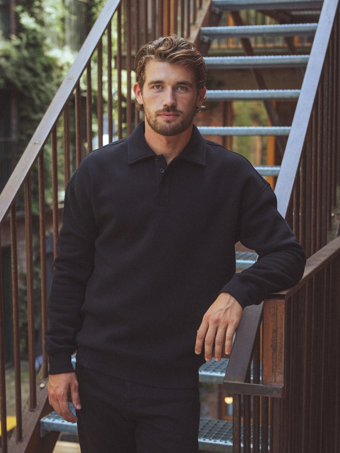 Black Oversized Polo Sweater