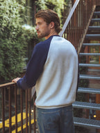 Blauer Raglan-Oversize-Pullover