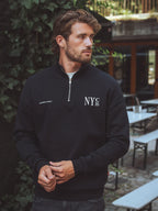 Black NYC Halfzip Oversized Sweater