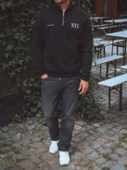 Black NYC Halfzip Oversized Sweater