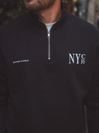 Black NYC Halfzip Oversized Sweater