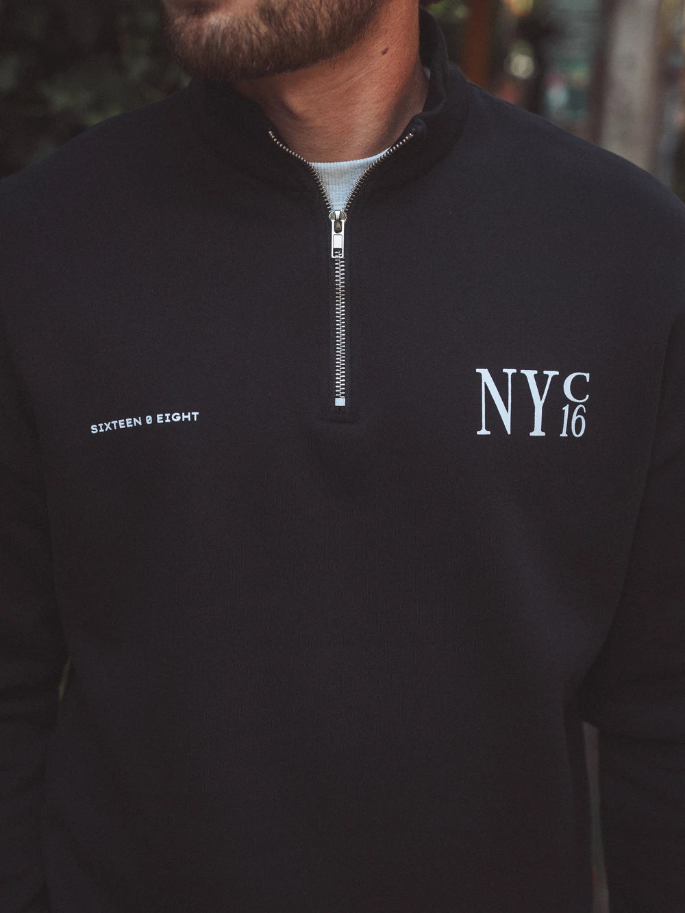 Black NYC Halfzip Oversized Sweater