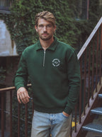 Grüner Polo-Pullover mit Reißverschluss