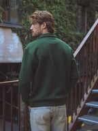 Grüner Polo-Pullover mit Reißverschluss