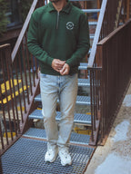 Grüner Polo-Pullover mit Reißverschluss