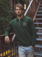 Grüner Polo-Pullover mit Reißverschluss