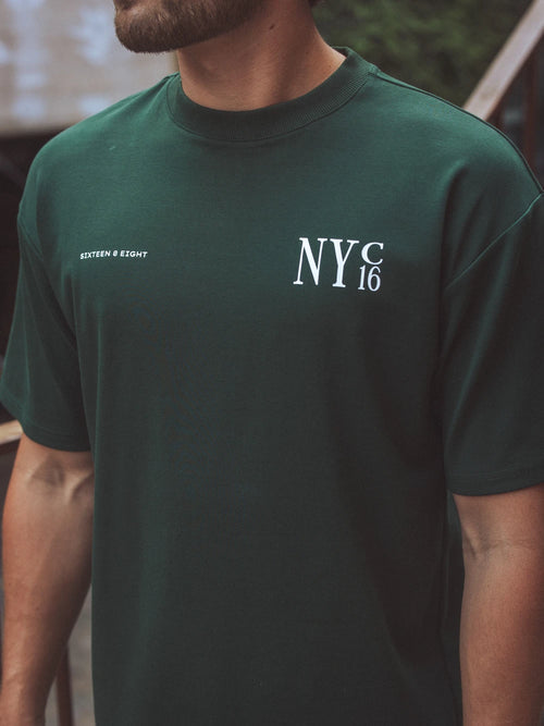 OVERSIZED T-SHIRT NYC IN GRÜN