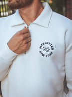 White Polo Zip Sweater