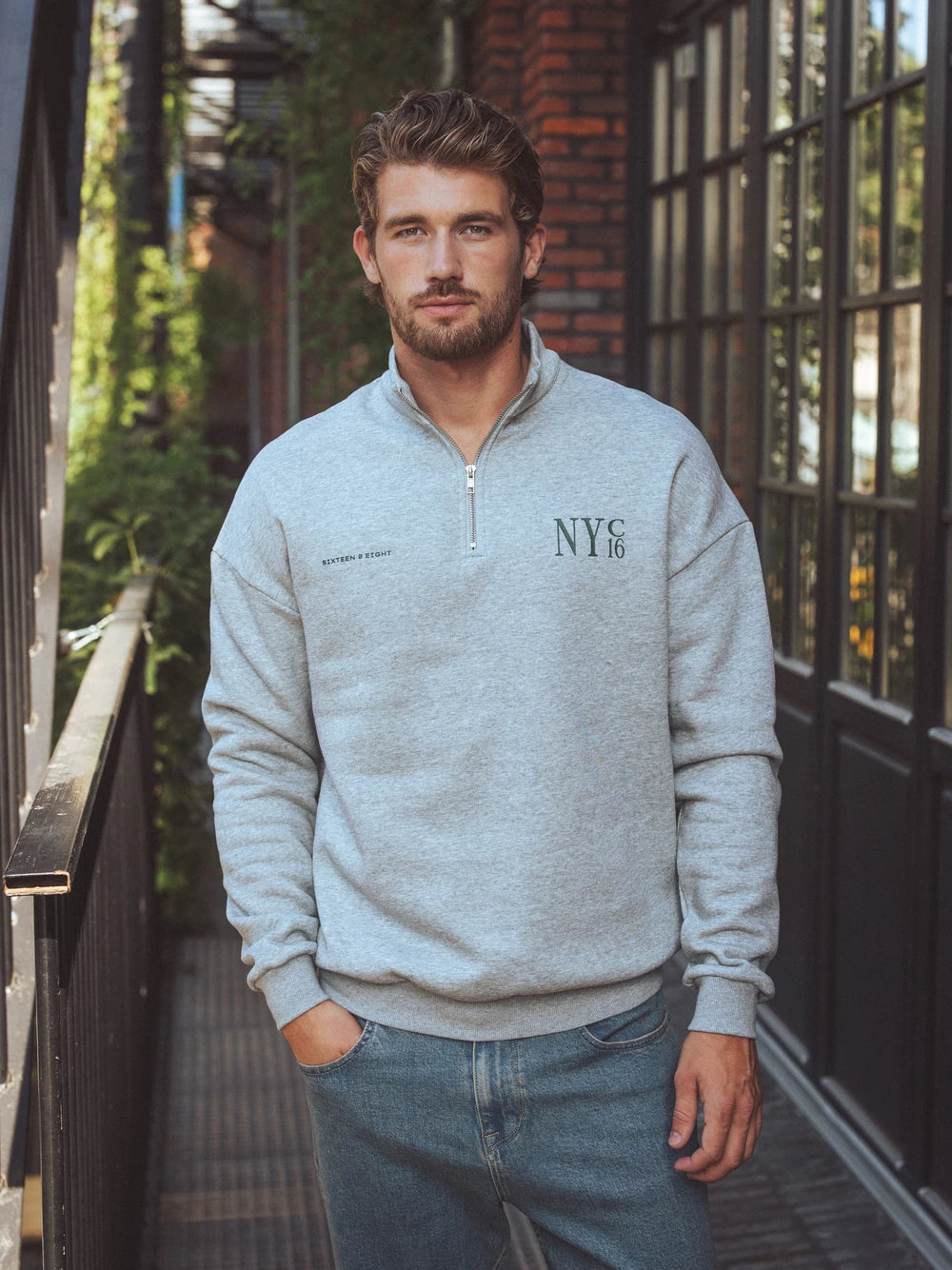 Grey NYC Halfzip Oversized Sweater