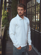 White Polo Zip Sweater