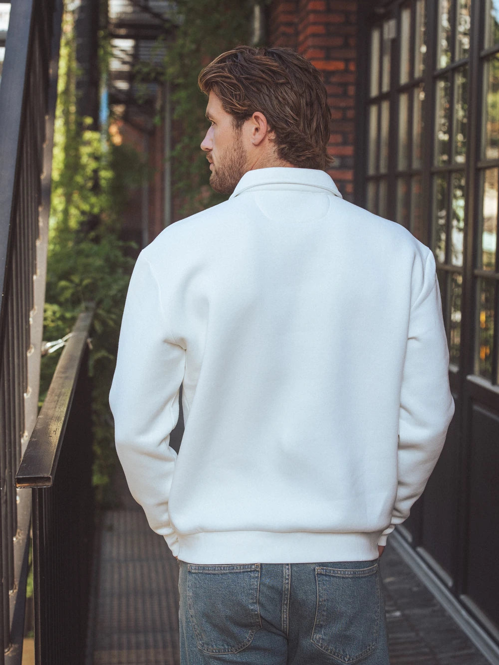 White Polo Zip Sweater