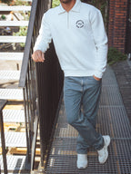 White Polo Zip Sweater
